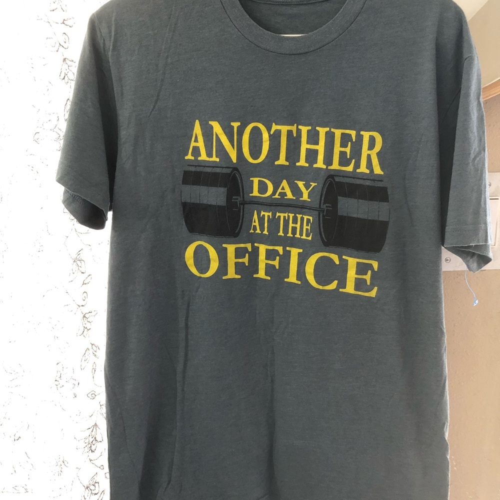 Mens L Another Day At The Office Blue Short Sleeve